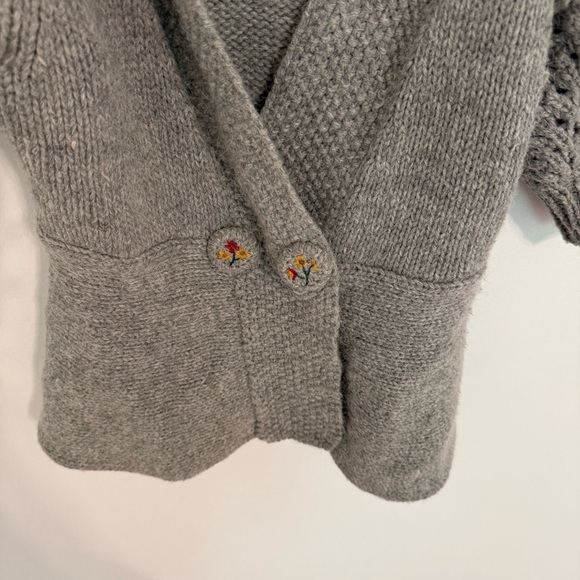 Anthropologie Charlie & Robin Wool Blend Puff Sleeve Floral Button Cardigan - Picture 2 of 8